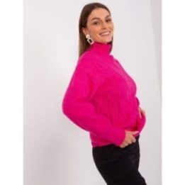 Moteriškas golfas su pynėmis Wool Fashion Italia, ryškiai rožinis