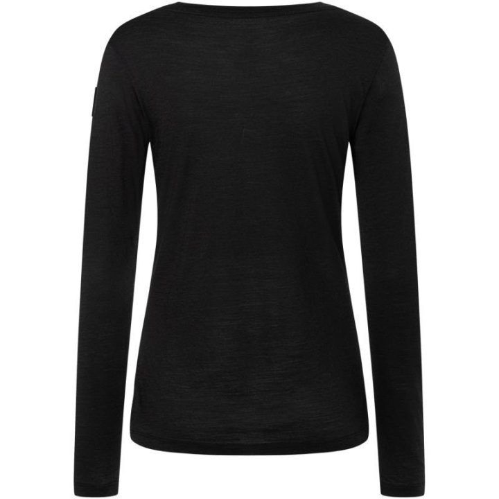 Moteriški merino marškinėliai su slidinėjimo raštu super.natural, juodi