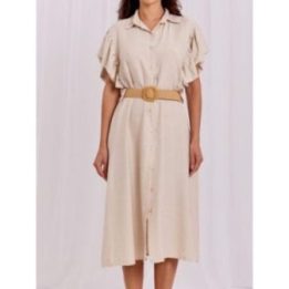 Moteriška platėjanti marškininė suknelė Italy Moda, šviesiai smėlio