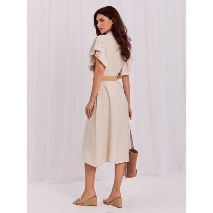 Moteriška platėjanti marškininė suknelė Italy Moda, šviesiai smėlio