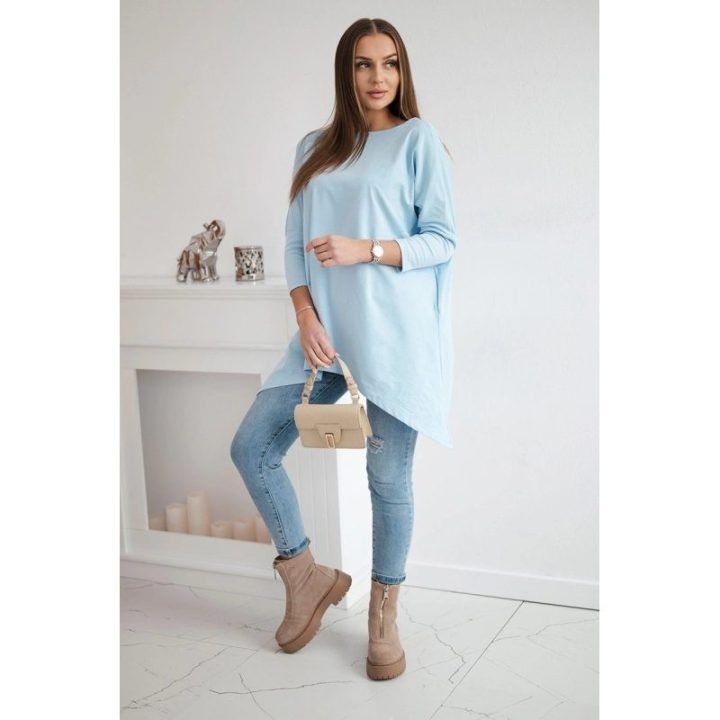 Moteriška medvilninė oversize palaidinė, mėlyna