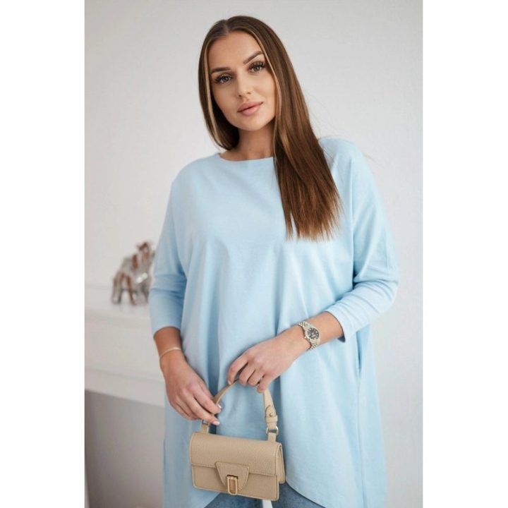 Moteriška medvilninė oversize palaidinė, mėlyna