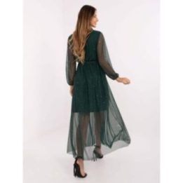 Moteriška platėjanti maxi suknelė Italy Moda, tamsiai žalia