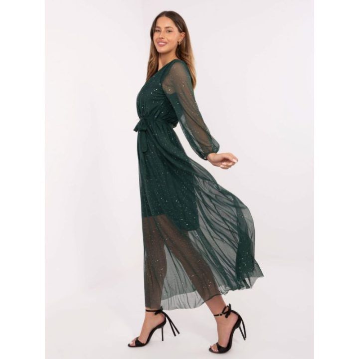 Moteriška platėjanti maxi suknelė Italy Moda, tamsiai žalia