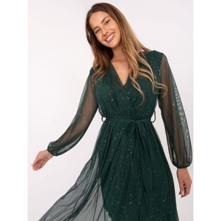 Moteriška platėjanti maxi suknelė Italy Moda, tamsiai žalia