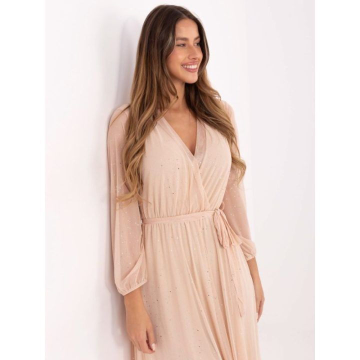 Moteriška platėjanti maxi suknelė Italy Moda, šviesiai smėlio