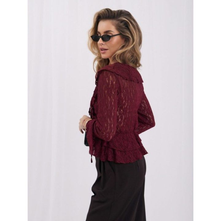 Moteriška nėriniuota palaidinė Italy Moda, bordo