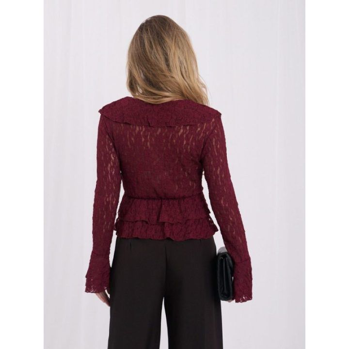 Moteriška nėriniuota palaidinė Italy Moda, bordo