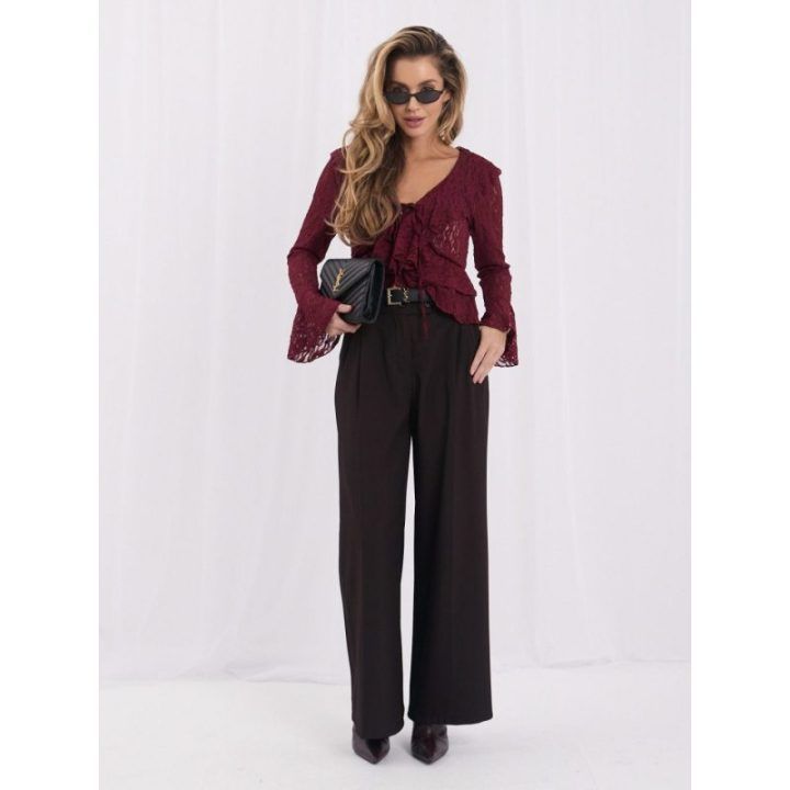 Moteriška nėriniuota palaidinė Italy Moda, bordo