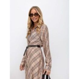 Moteriška languota midi marškininė suknelė Italy Moda, šviesiai ruda