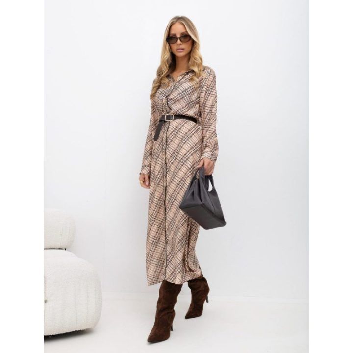 Moteriška languota midi marškininė suknelė Italy Moda, šviesiai ruda