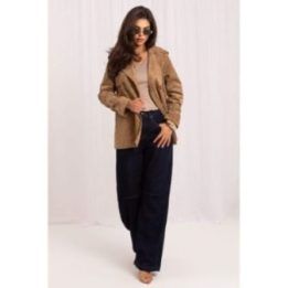 Moteriškas paltas su atvartais Italy Moda, ruda