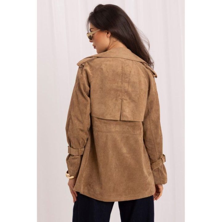 Moteriškas paltas su atvartais Italy Moda, ruda