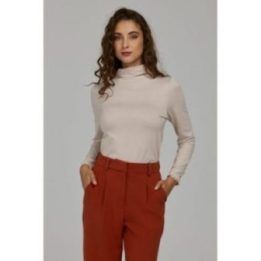 Palaidinė su low turtleneck Nife – smėlio spalvos