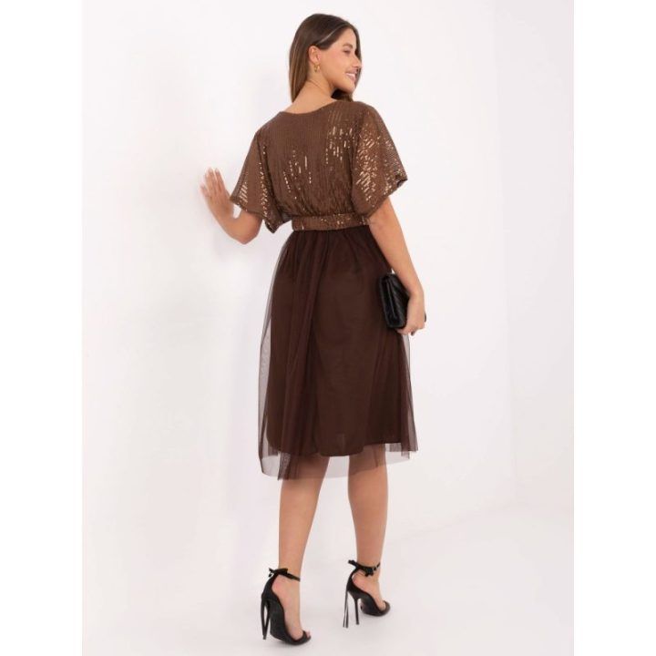 Moteriška platėjanti midi suknelė Italy Moda, ruda, 112 cm