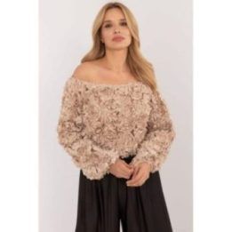 Moteriška trumpa palaidinė su atvirais pečiais Italy Moda, smėlio