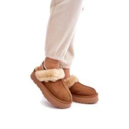 Rudos moteriškos šlepetės su platforma Step in style