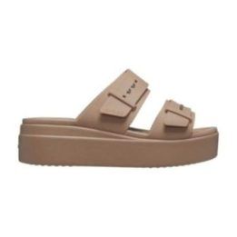 Moteriškos įspiriamos platforminės šlepetės Crocs Brooklyn Low, smėlio