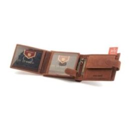 Vyriška natūralios odos RFID piniginė Peterson, ruda, 12 × 9,5 × 2,5 cm