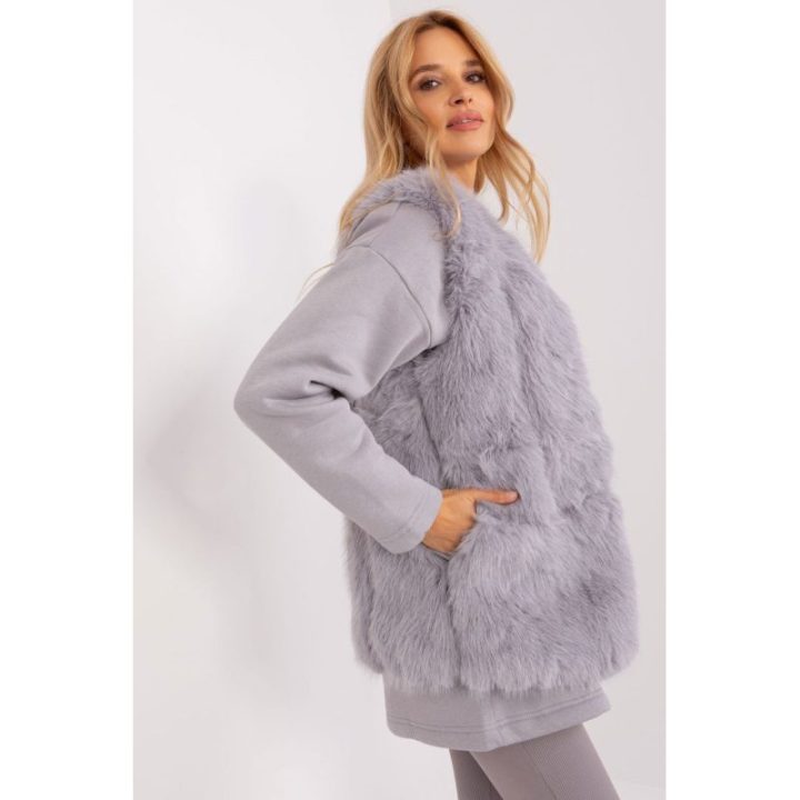 Moteriška kailinė liemenė Wool Fashion Italia, pilka