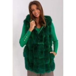 Moteriška liemenė su gobtuvu Wool Fashion Italia, žalia