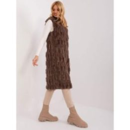 Moteriška ilga liemenė su užtrauktuku, Wool Fashion Italia, ruda
