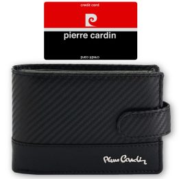 Piniginė juoda odinė su užsegimu kasdienai Pierre Cardin PIERRE CARDIN
