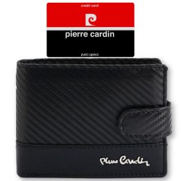 Piniginė juoda odinė su spauduku kasdienai Pierre Cardin PIERRE CARDIN